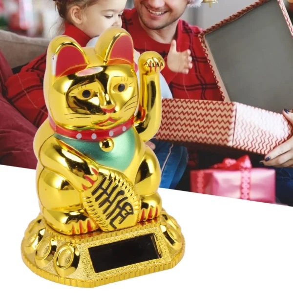 Solar Powered Waving Lucky Cat Ornament